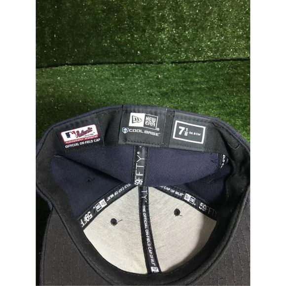 Mens MLB Braves hat snapback new era size 7 1/8 navy/white logo baseball - Picture 3 of 3